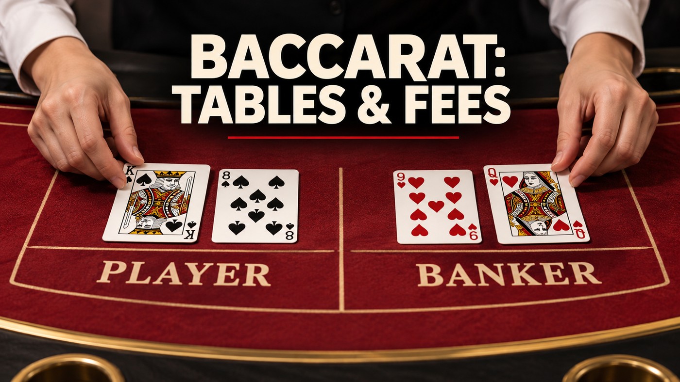 Conceptual illustration of dealer hands, cards and Banker and Player positions at a baccarat table.