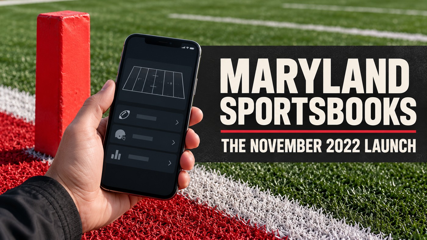 AI-generated conceptual illustration by Casino Education. People, settings and objects are illustrative; this is not a photograph of the actual named subjects, venue or event. Conceptual adult hand with an unbranded sports phone near a red football pylon; not a DraftKings interface or a launch photograph.
