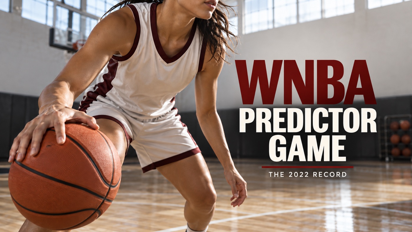 Conceptual editorial illustration: Anonymous adult woman with basketball on an unbranded indoor court; conceptual sports illustration, not a real player or WNBA event.