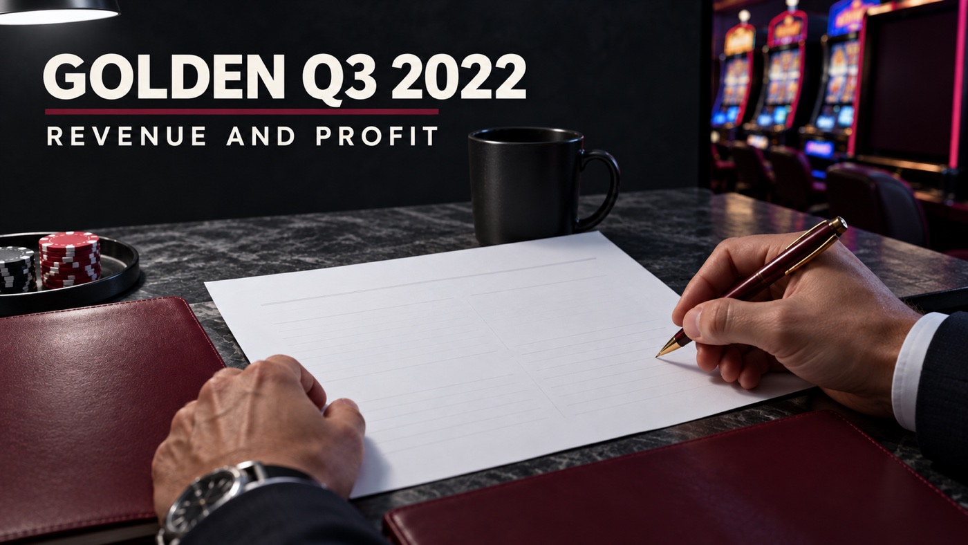 AI-generated conceptual illustration by Casino Education. People, setting and activity are illustrative; this is not a photograph of the actual named subjects or event. Conceptual editorial illustration: Anonymous analyst hands and a blank report beside a blurred gaming floor; no invented figures or rising chart.