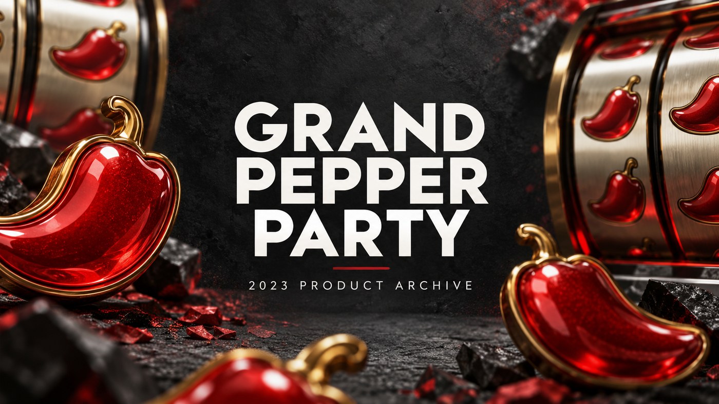 Conceptual editorial illustration: Macro editorial still-life of glossy red pepper-shaped abstract reel symbols and unbranded metallic slot reels on textured charcoal, playful but sophisticated, no actual screenshot or copyrighted game artwork, no people