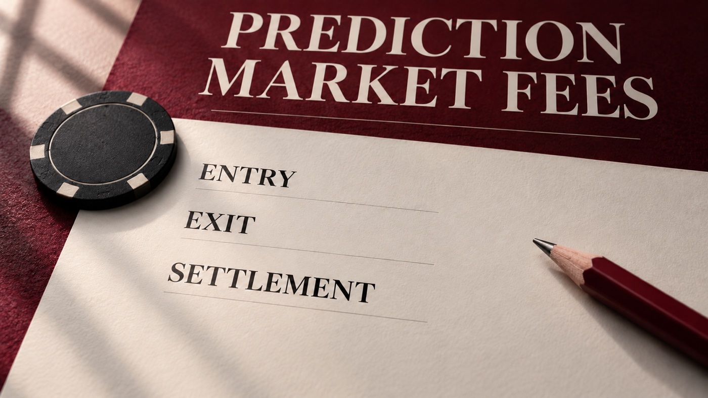 Conceptual editorial illustration: Editorial contract sheet with ENTRY EXIT SETTLEMENT labels, blank amount fields and a plain chip; no invented fees.
